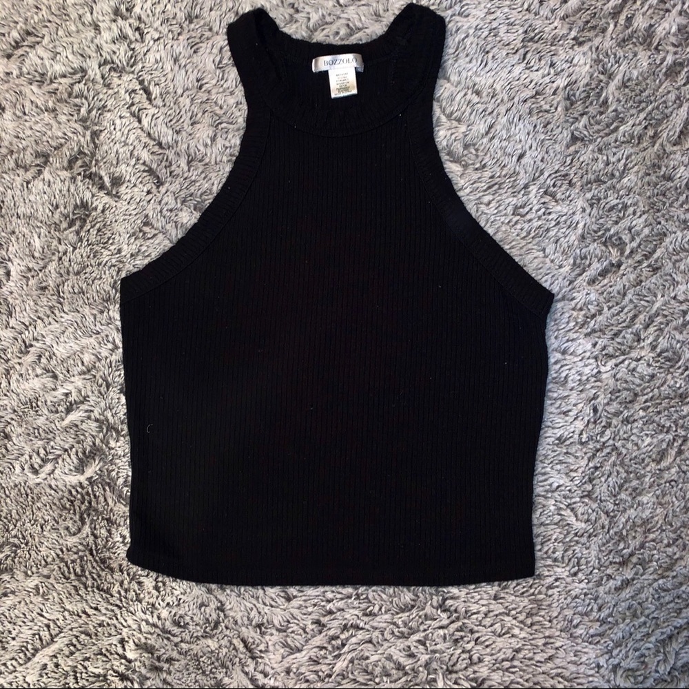 Black Ribbed Crop Top